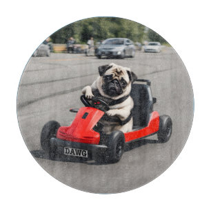 Pug go-kart racen snijplank