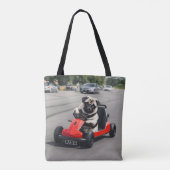 Pug go-kart racen tote bag (Achterkant)
