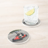 Pug go-kart racen zandsteen onderzetter (Zijkant)