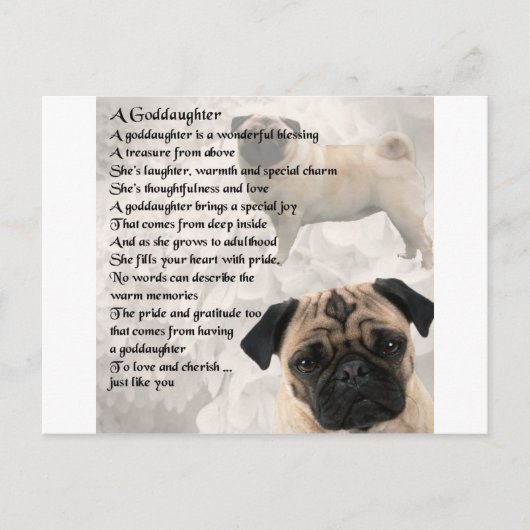 Pug - Goddochter Poem Briefkaart (Voorkant)
