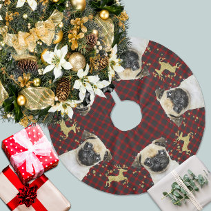 Pug Gouden Glitter Herten Kerstmis Buffel Plaid Kerstboom Rok