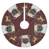 Pug Gouden Glitter Herten Kerstmis Buffel Plaid Kerstboom Rok (Voorkant)