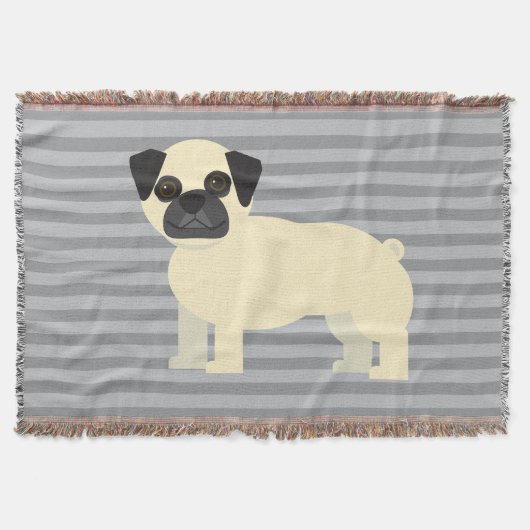 Pug Gray Lined Deken (Voorkant)