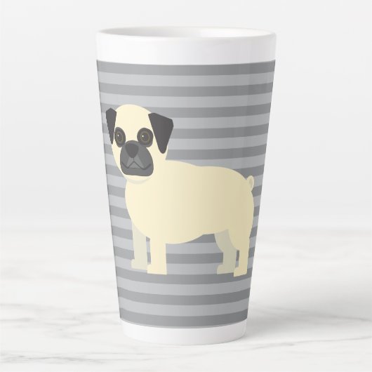 Pug Gray Lined Latte Mok (Voorkant)