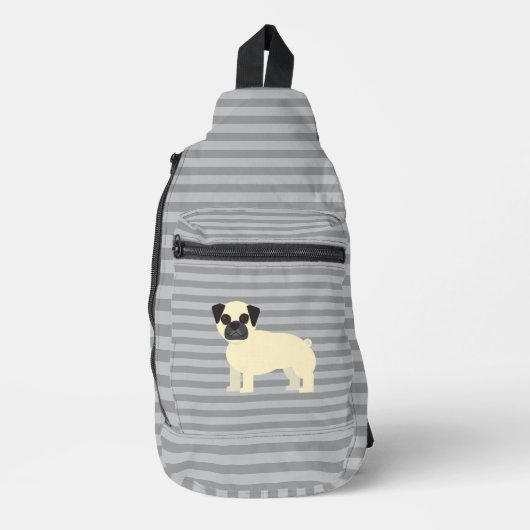 Pug Gray Lined Sling Bag (Voorkant)
