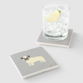 Pug Gray Lined Stenen Onderzetter (Zijkant)
