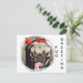 Pug Greeting Briefkaart (Staand voorkant)