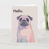 Pug Greeting Card – Retro Dog Art – Blank – 5 x 7 (Voorkant)