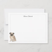 Pug Grey Border Personalized Stationery Notitiekaartje (Voorkant)
