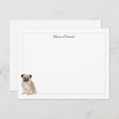 Pug Grey Border Personalized Stationery Notitiekaartje (Voorkant / Achterkant)