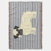 Pug grijs gestreept deken (Voorkant Verticaal)