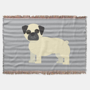 Pug grijs gestreept deken