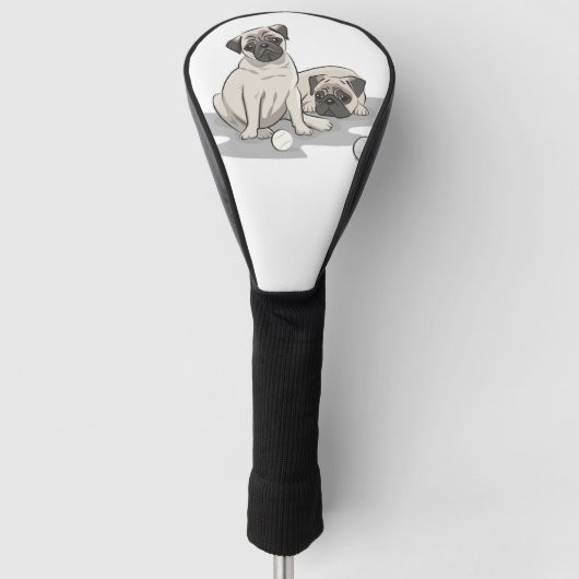 Pug Groep Cartoon Golfheadcover (Voorkant)