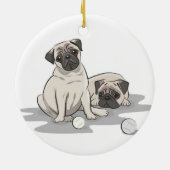 Pug Groep Cartoon Keramisch Ornament (Achterkant)