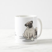 Pug Groep Cartoon Koffiemok (Voorkant rechts)