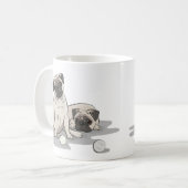 Pug Groep Cartoon Koffiemok (Voorkant links)