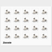 Pug Groep Cartoon Vierkante Sticker (Vel)