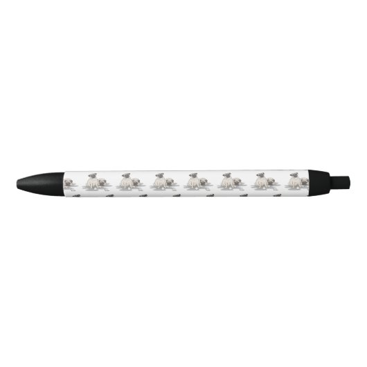 Pug Groep Cartoon Zwarte Inkt Pen (Voorkant)