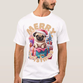 Pug Groet Vrolijk Kerstfeest voor Hem T-shirt