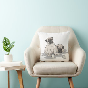 Pug Group Cartoon is niet vertaald naar het Nederl Kussen