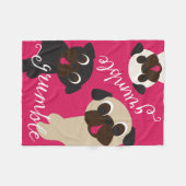 Pug Grumble Fleece Throw Blanket (Voorkant (Horizontaal))
