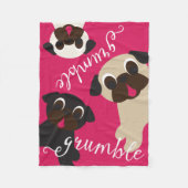 Pug Grumble Fleece Throw Blanket (Voorkant)