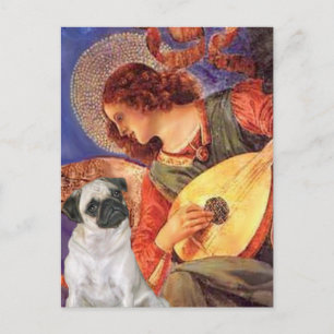 Pug H (Reekalf) - Mandoline Engel Briefkaart