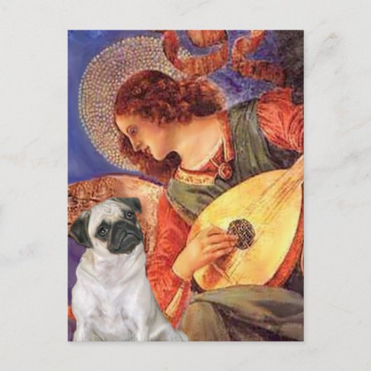 Pug H (Reekalf) - Mandoline Engel Briefkaart (Voorkant)