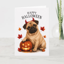 Pug Halloween Duivels Hond Kaart