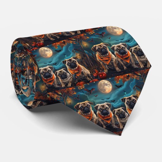 Pug Halloween Griezelig Stropdas (Opgerold)