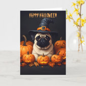 Pug Halloween Kaart (Gele Bloem)