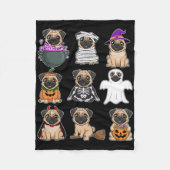 Pug Halloween Kostuum Spooky Ghost Pumpkin Pug Hal Fleece Deken (Voorkant)