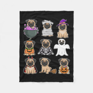 Pug Halloween Kostuum Spooky Ghost Pumpkin Pug Hal Fleece Deken