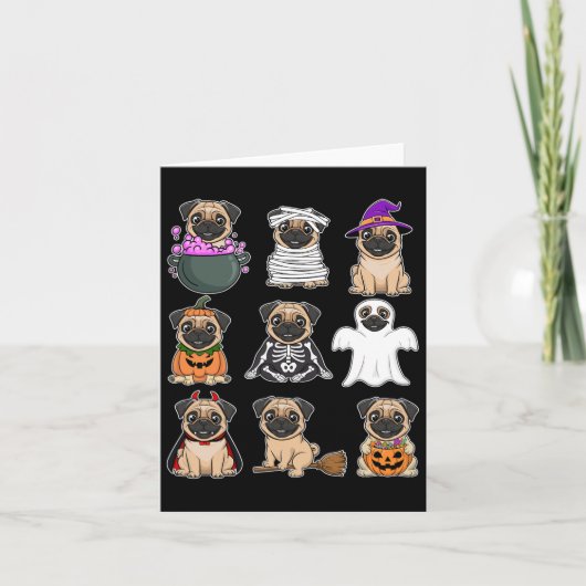 Pug Halloween Kostuum Spooky Ghost Pumpkin Pug Hal Kaart (Voorkant)