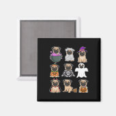 Pug Halloween Kostuum Spooky Ghost Pumpkin Pug Hal Magneet (Voorkant / Achterkant)