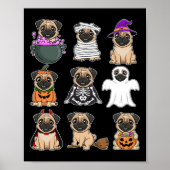Pug Halloween Kostuum Spooky Ghost Pumpkin Pug Hal Poster (Voorkant)