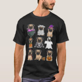 Pug Halloween Kostuum Spooky Ghost Pumpkin Pug Hal T-shirt (Voorkant)