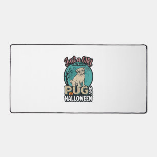 Pug Halloween Meisje Vintage Vector Design_1 Bureaumat