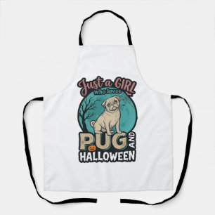 Pug Halloween Meisje Vintage Vector Design_1 Schort