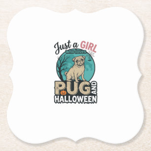 Pug Halloween Meisje Vintage Vector Ontwerp (2)_1 Kartonnen Onderzetters