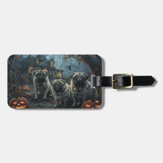 Pug Halloween Nacht Doggy Delight Bagagelabel (Voorkant horizontaal)