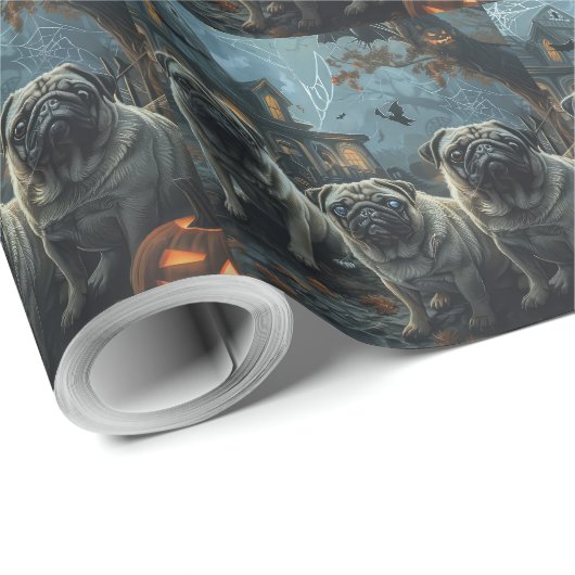 Pug Halloween Nacht Doggy Delight Cadeaupapier (Rol Hoek)