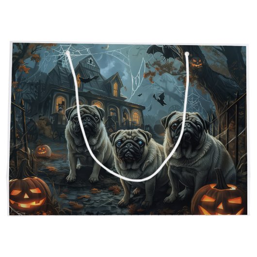 Pug Halloween Nacht Doggy Delight Groot Cadeauzakje (Achterkant)