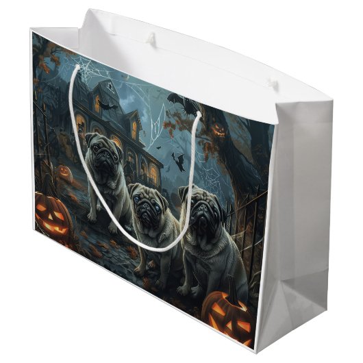 Pug Halloween Nacht Doggy Delight Groot Cadeauzakje (Achterkant Gekanteld)