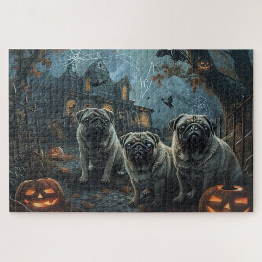 Pug Halloween Nacht Doggy Delight Legpuzzel (Horizontaal)