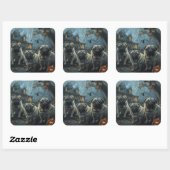 Pug Halloween Nacht Doggy Delight Vierkante Sticker (Vel)