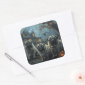 Pug Halloween Nacht Doggy Delight Vierkante Sticker (Envelop)