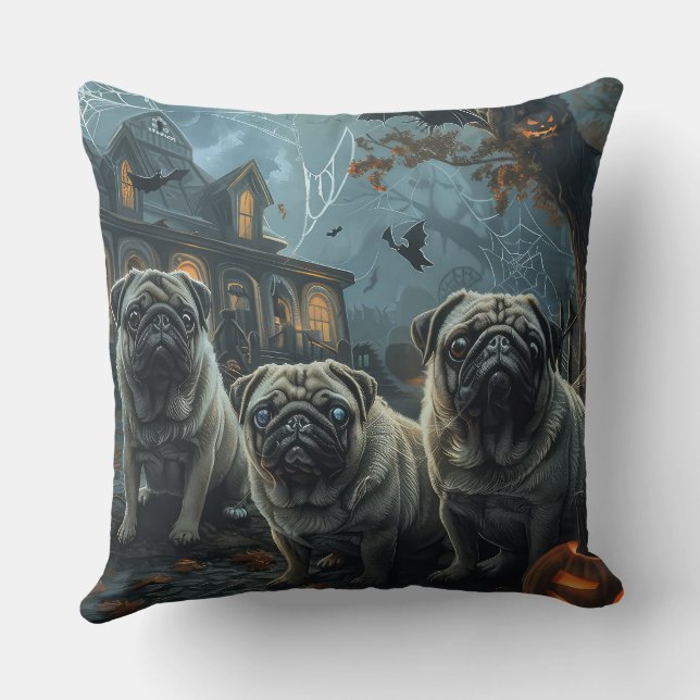 Pug Halloween Nacht Hond Delight Kussen (Achterkant)