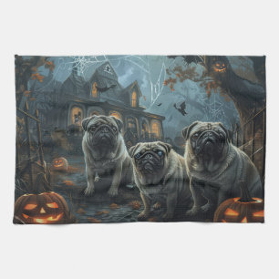 Pug Halloween Nacht Hond Delight Theedoek