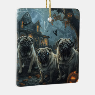 Pug Halloween Nacht Hondendeloosheid Keramisch Ornament